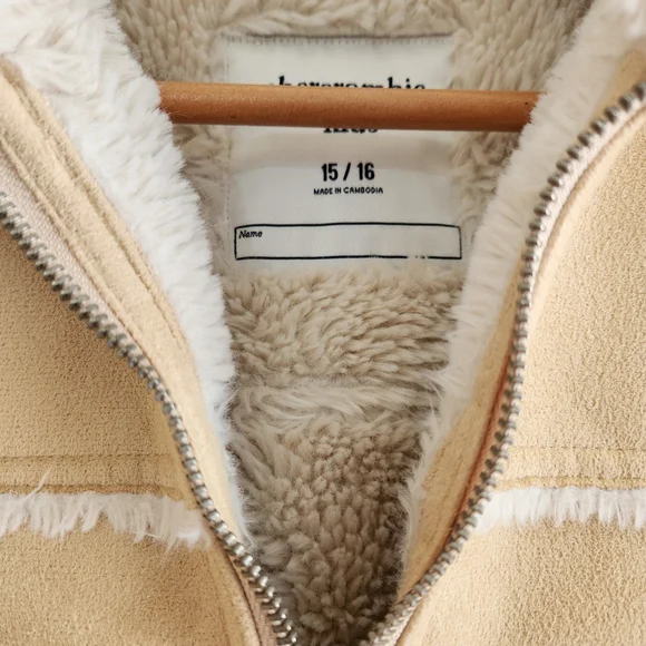 Abercrombie Kids Shearling Sherpa Jacket Coat Size 15/16 XL - Picture 3 of 7